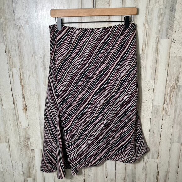 Vintage 90s Worthington Stripe Asymmetrical‎ Midi Skirt Womens Size 10/Medium - Picture 1 of 4